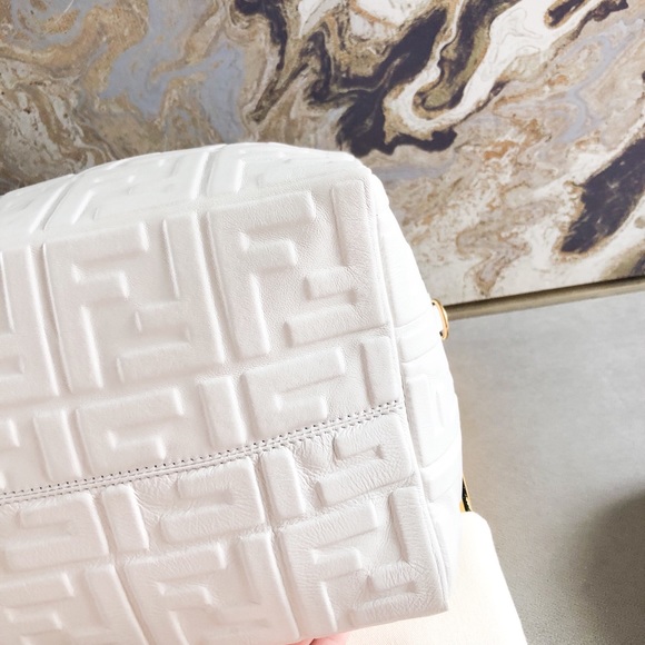 Sold Fendi Calfskin Zucca Embossed Boston Bag - Picture 7 of 15